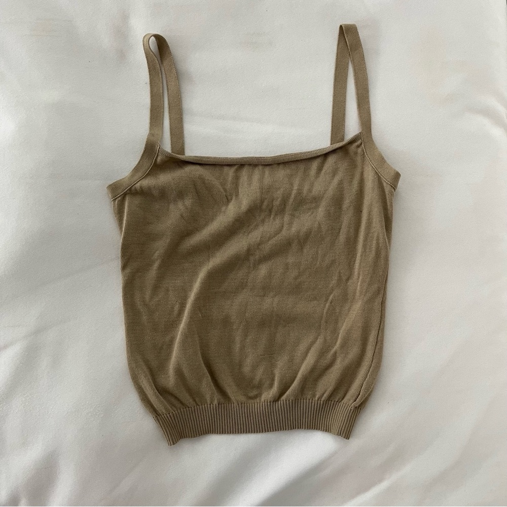 Valentino cotton cropped tank top tan 42